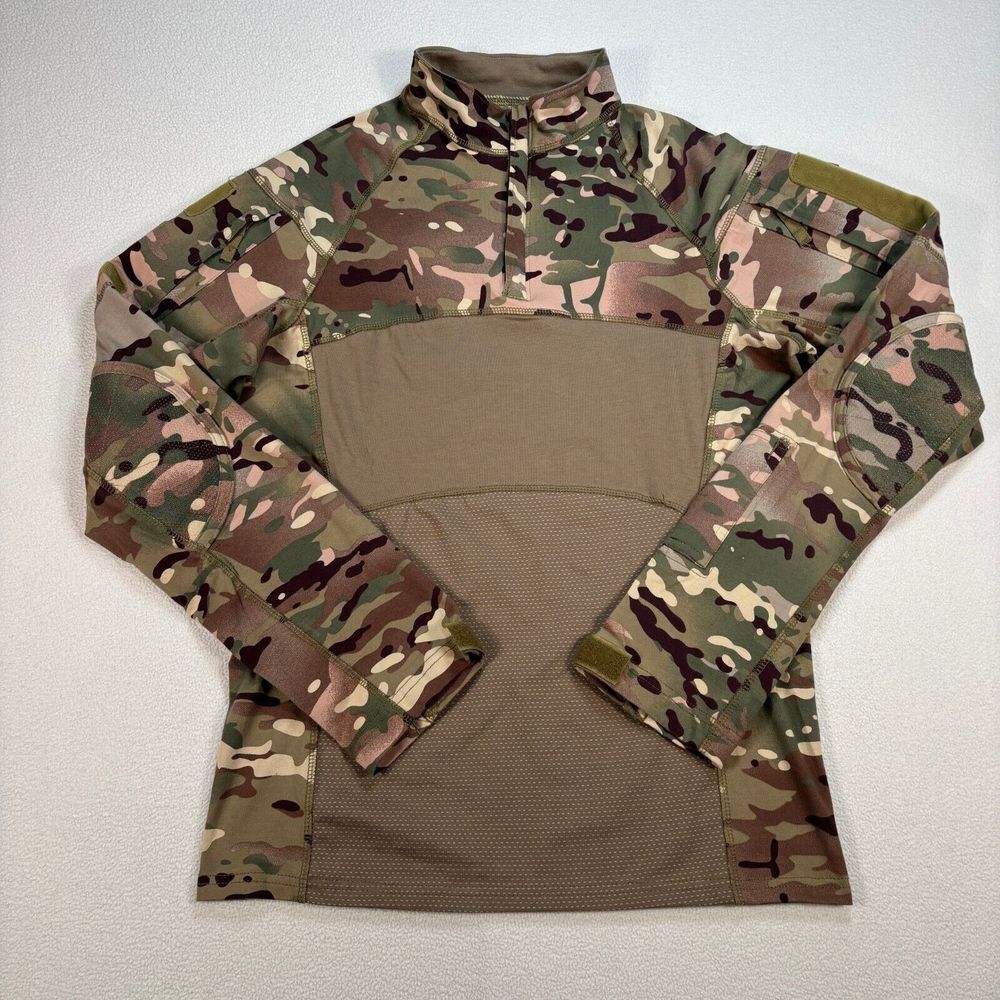 Tactical Product 1/4 Zip Men M Beige Combat Frog Suit Camo Pockets Hunting Shirt